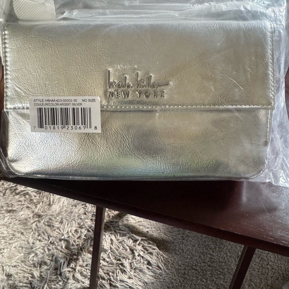 NWT Nicole Miller Silver Purse